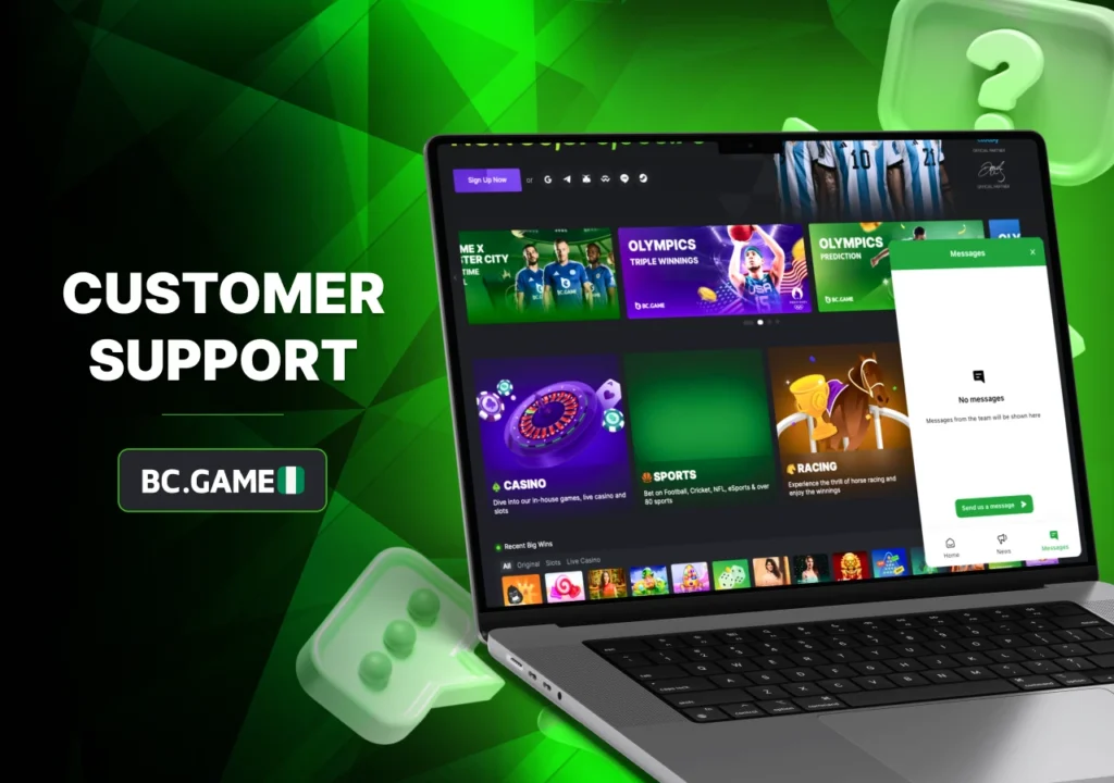 Customer support at BC Game online casino