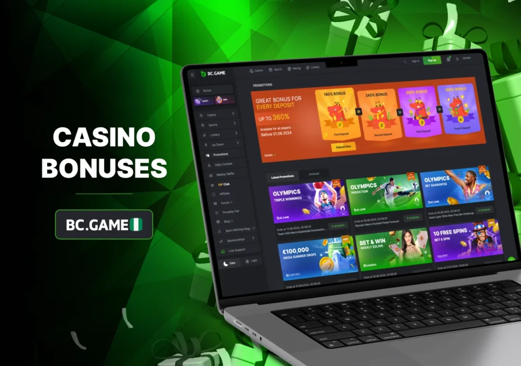 Bonuses on casino games at BC Game