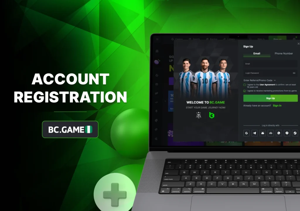 Registering an account at BC Game Casino